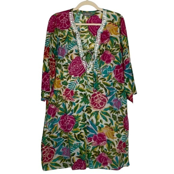Eb‎ & Ive Colorful Floral Coverup Size Large (L) - Picture 1 of 13